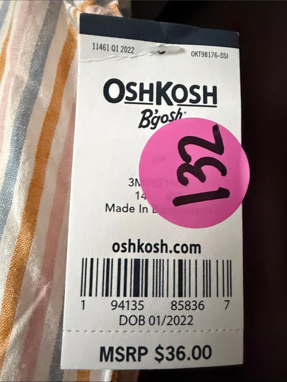 Oshkosh Linen Blend Striped Sleeveless Dress size 14